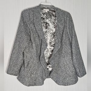 Coldwater Creek Gray Open Front Blazer Jacket,  Sz L 14-16